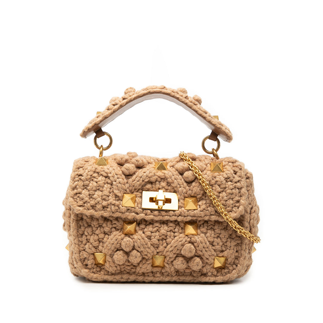 Knit Roman Stud Sac Moyen Beige