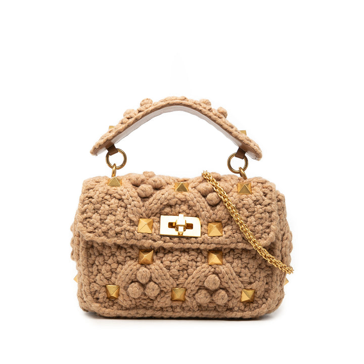 Knit Roman Stud Sac Moyen Beige