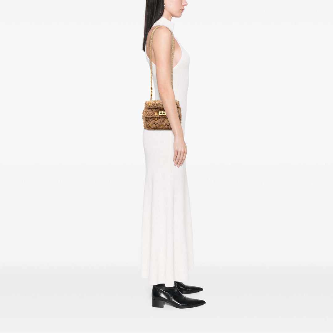 Knit Roman Stud Sac Moyen Beige