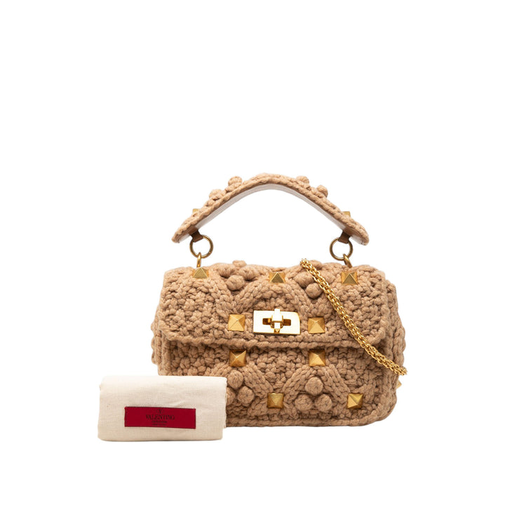 Knit Roman Stud Sac Moyen Beige