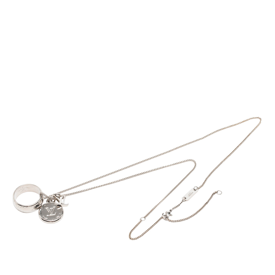 Louis Vuitton Collier Brass Charms Monogram Argenté – vue principale – GABY PARIS