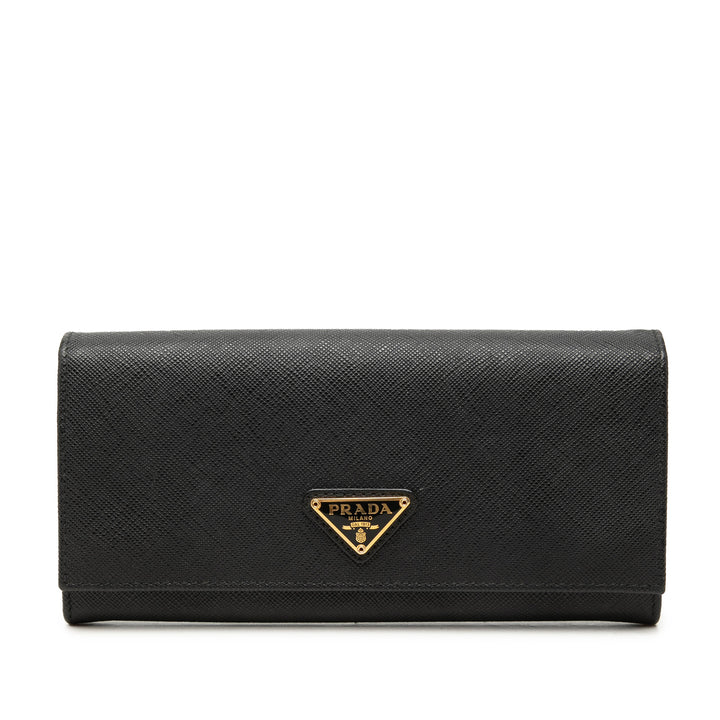 Deux volets Portefeuille long Saffiano Noir