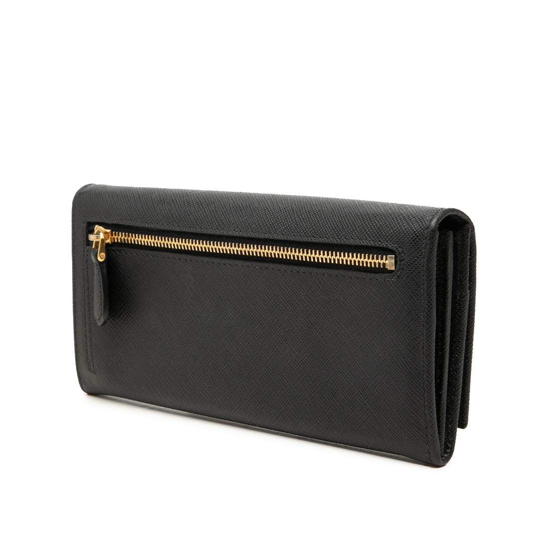 Deux volets Portefeuille long Saffiano Noir