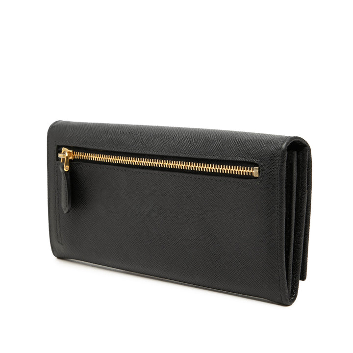 Deux volets Portefeuille long Saffiano Noir