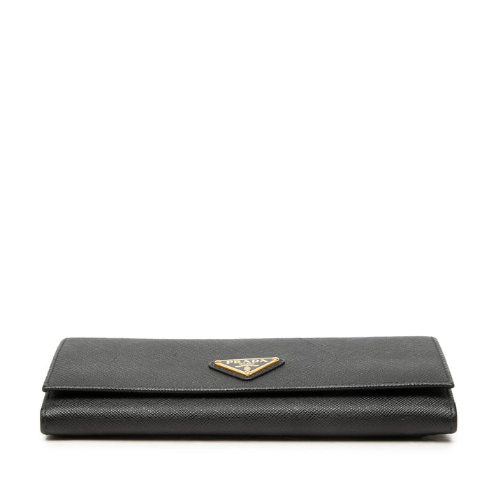 Deux volets Portefeuille long Saffiano Noir