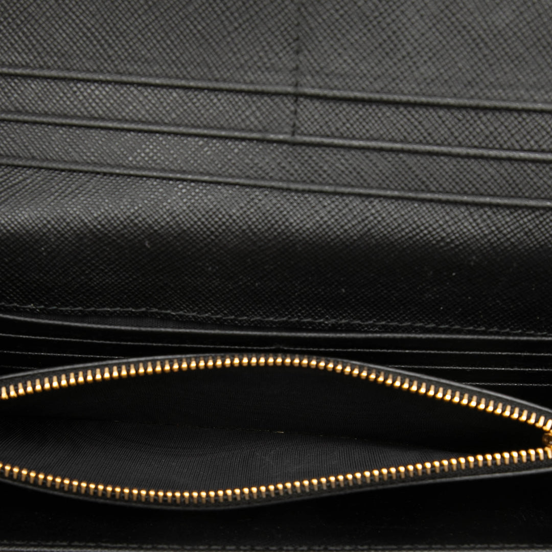 Deux volets Portefeuille long Saffiano Noir