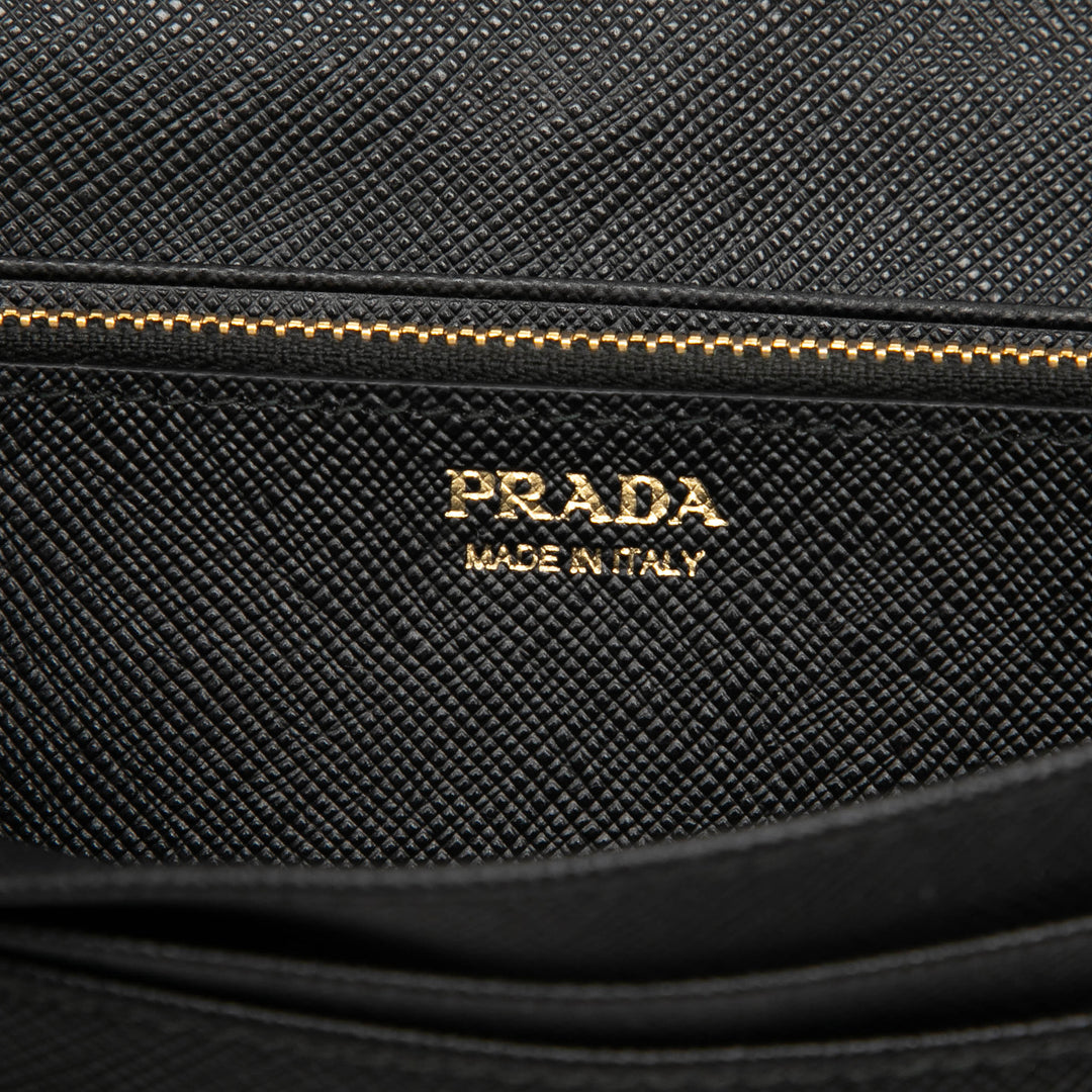 Deux volets Portefeuille long Saffiano Noir
