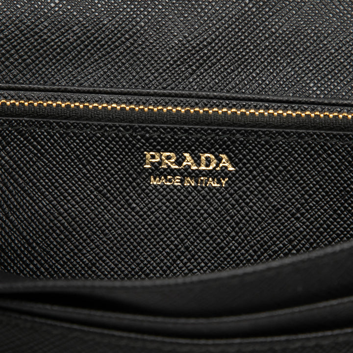 Deux volets Portefeuille long Saffiano Noir