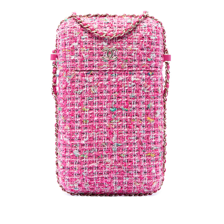 Chanel Tweed Sac rond à chaîne Phone Holder