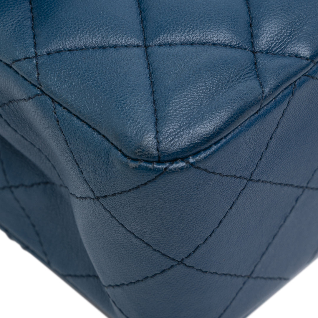 Chanel Small Classic Cuir d’agneau Double rabat Bleu