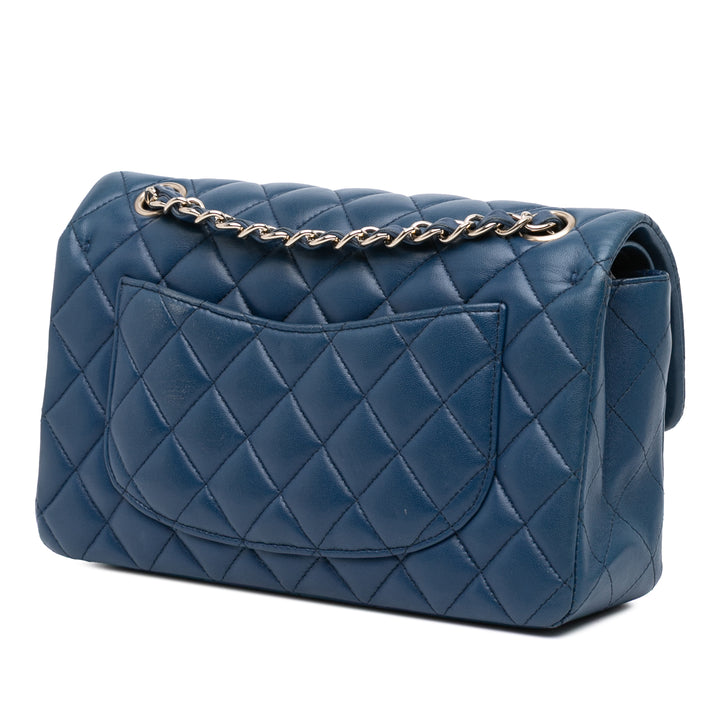 Chanel Small Classic Cuir d’agneau Double rabat Bleu