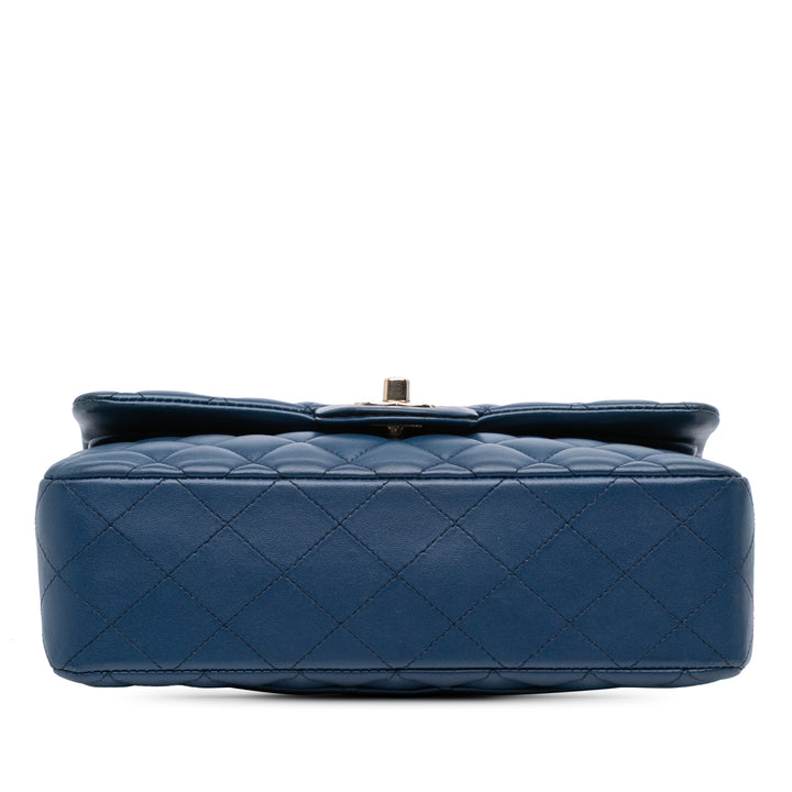 Chanel Small Classic Cuir d’agneau Double rabat Bleu