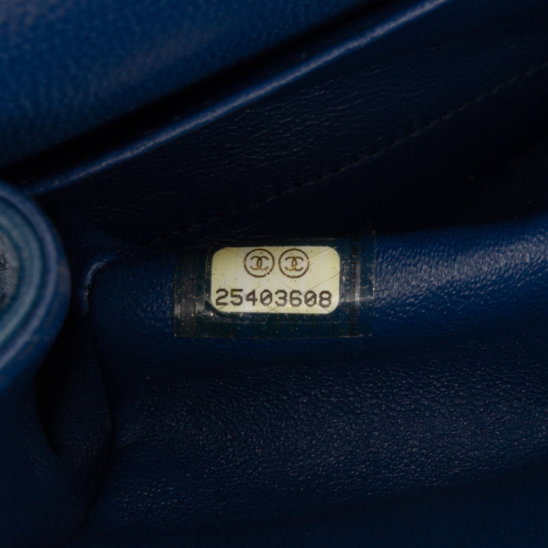 Chanel Small Classic Cuir d’agneau Double rabat Bleu