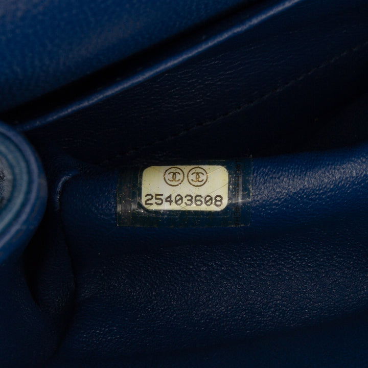 Chanel Small Classic Cuir d’agneau Double rabat Bleu