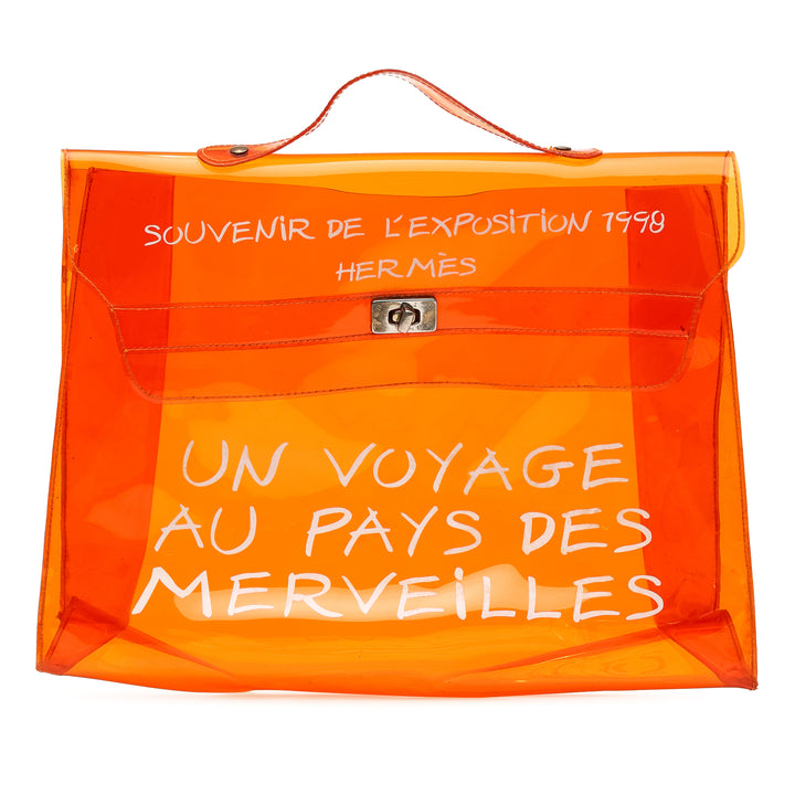 Hermès Vinyl Souvenir De L Exposition Kelly Sac Orange – vue principale – GABY PARIS