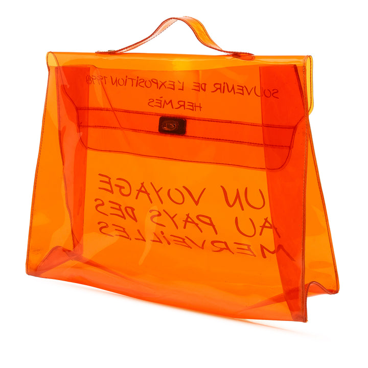 Hermès Vinyl Souvenir De L Exposition Kelly Sac Orange – vue 2 – GABY PARIS