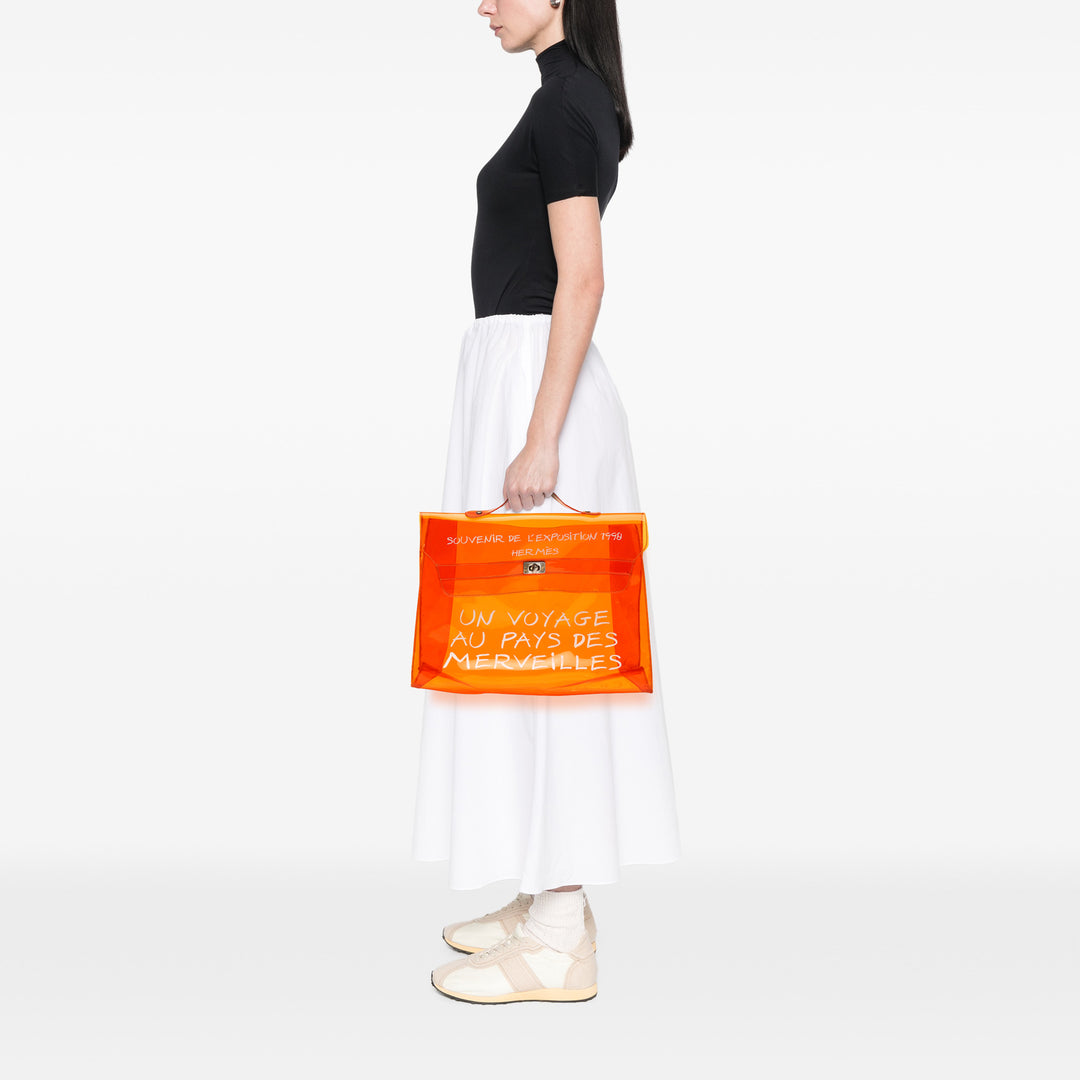 Hermès Vinyl Souvenir De L Exposition Kelly Sac Orange – vue 6 – GABY PARIS