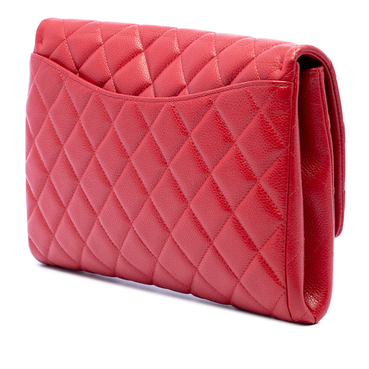 Chanel CC Matelassé Caviar à rabat Pochette avec chaîne