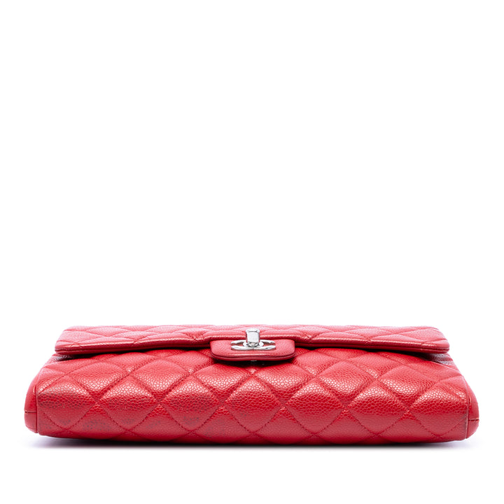 Chanel CC Matelassé Caviar à rabat Pochette avec chaîne