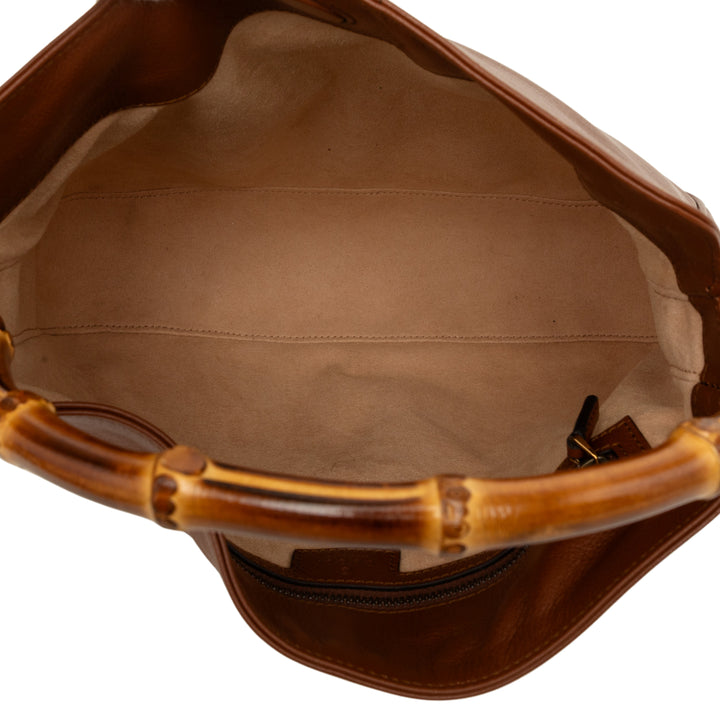 Gucci Bamboo Diana Sac Moyen Cuir de veau Marron – vue 4 – GABY PARIS