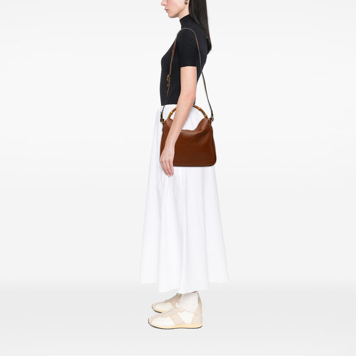 Gucci Bamboo Diana Sac Moyen Cuir de veau Marron – vue 6 – GABY PARIS