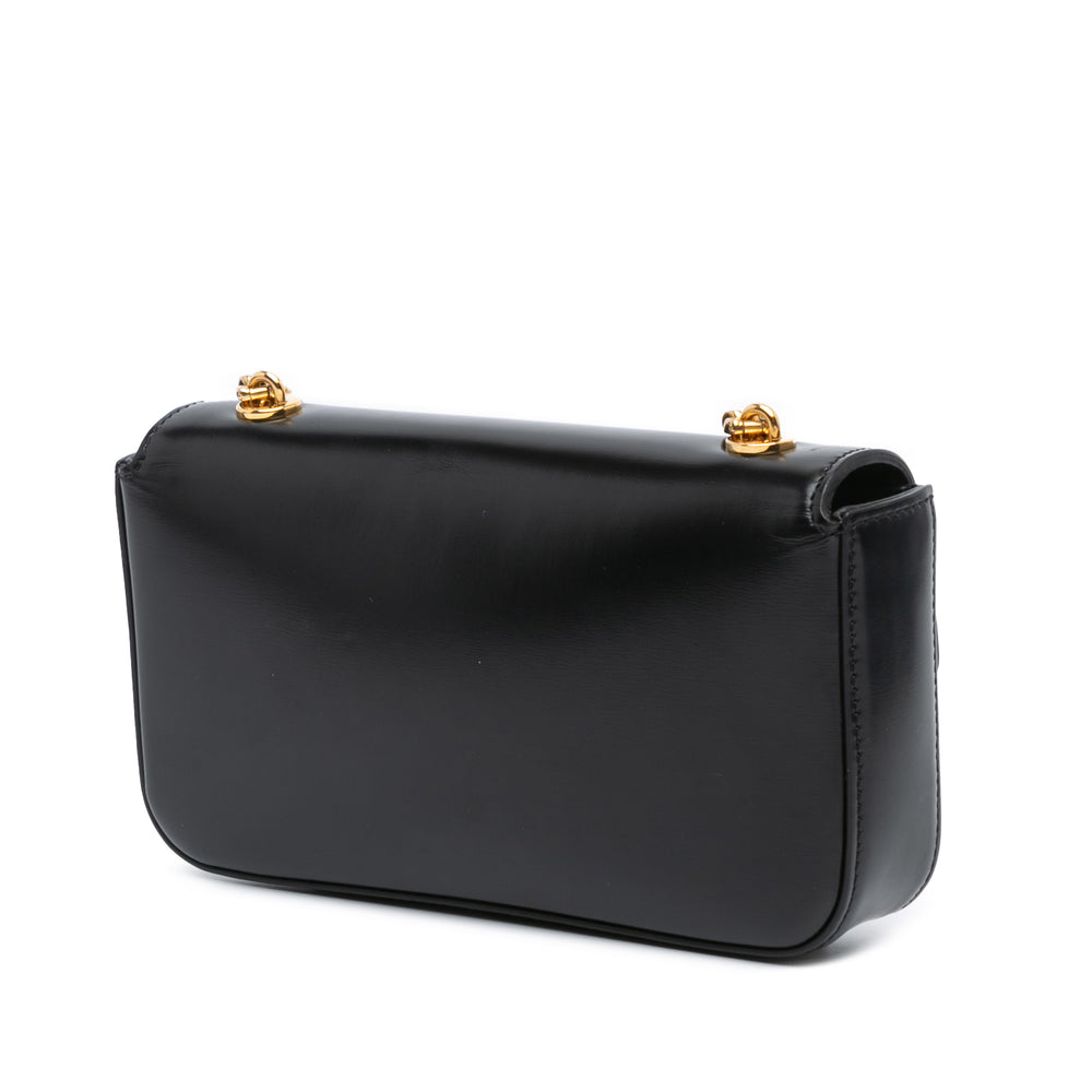 Shiny Calfskin Claude Chain Shoulder Bag Black - Gaby Paris