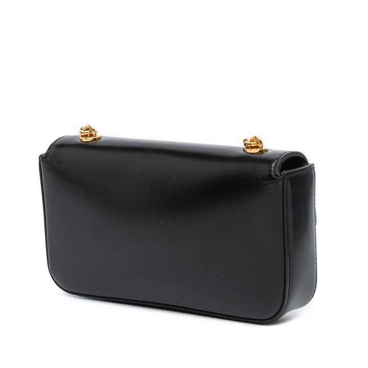 Shiny Calfskin Claude Chain Shoulder Bag Black - Gaby Paris
