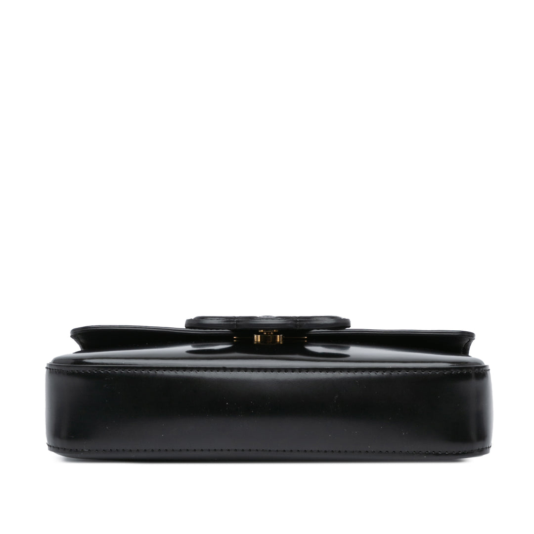 Shiny Calfskin Claude Chain Shoulder Bag Black - Gaby Paris