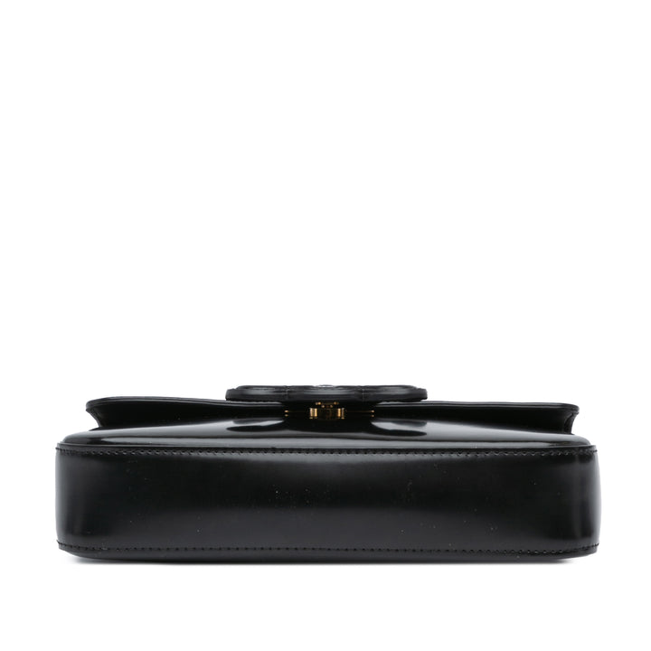 Shiny Calfskin Claude Chain Shoulder Bag Black - Gaby Paris