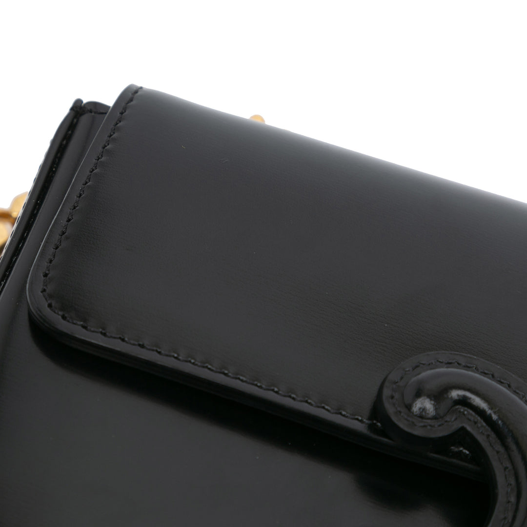 Shiny Calfskin Claude Chain Shoulder Bag Black - Gaby Paris