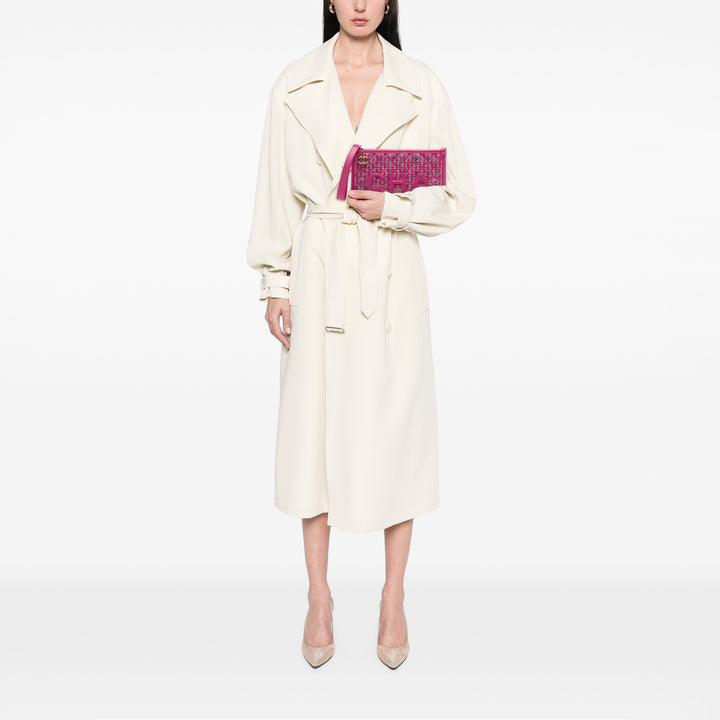 Matelassé PVC Logo Wristlet Pochette Tweed Rose