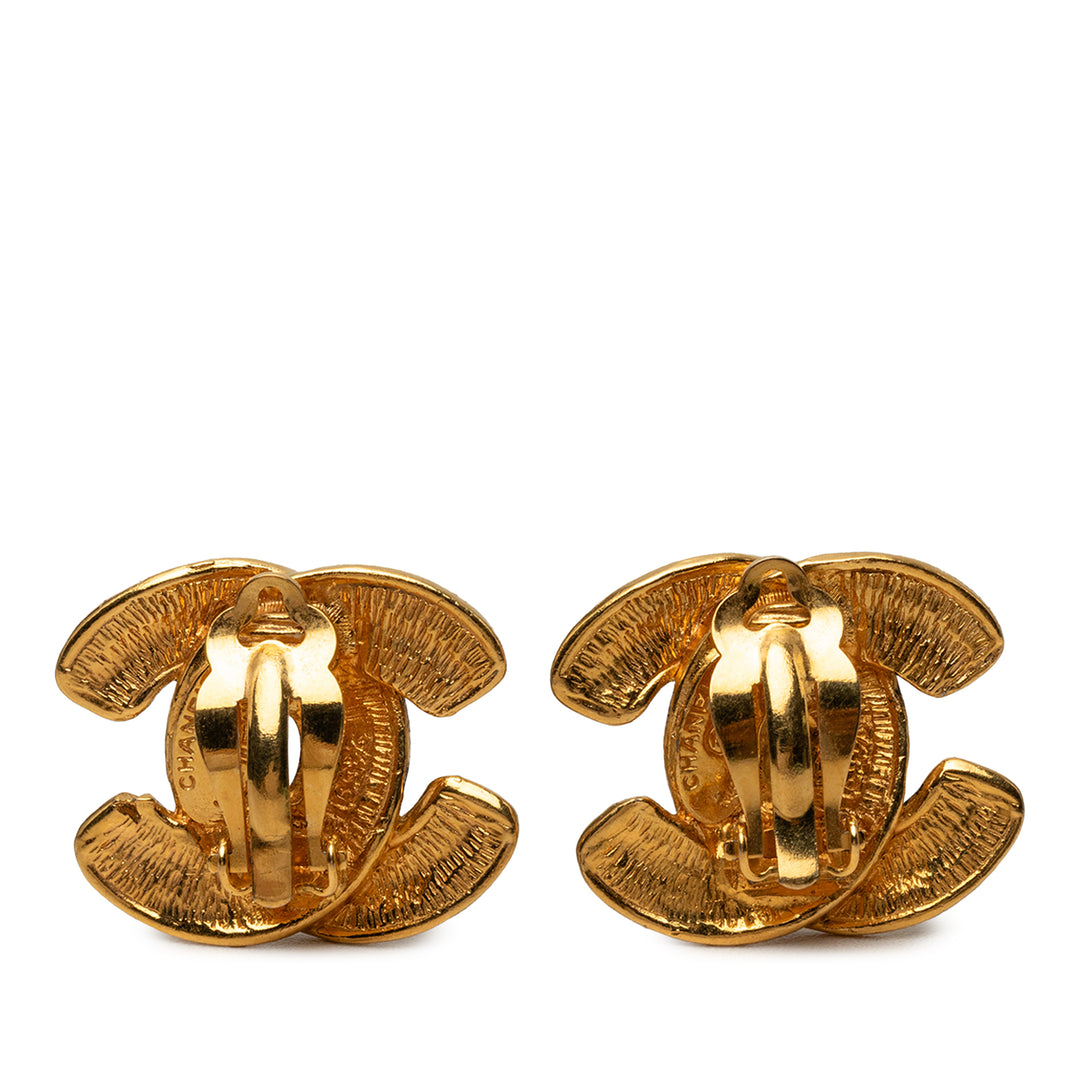 Chanel CC plaqué Matelassé Clip On Boucles d'oreilles