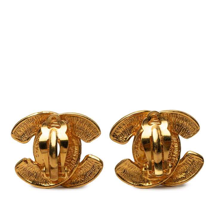 Chanel CC plaqué Matelassé Clip On Boucles d'oreilles