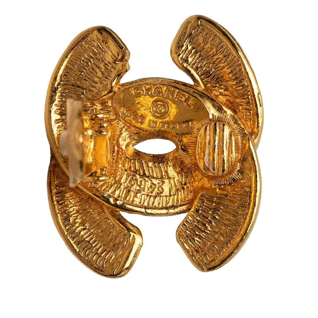 Chanel CC plaqué Matelassé Clip On Boucles d'oreilles