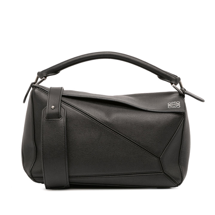 LOEWE Medium Cuir de veau Puzzle Satchel Noir – GABY PARIS Authentique