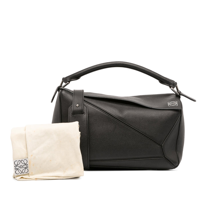 LOEWE Medium Cuir de veau Puzzle Satchel Noir – GABY PARIS Authentique