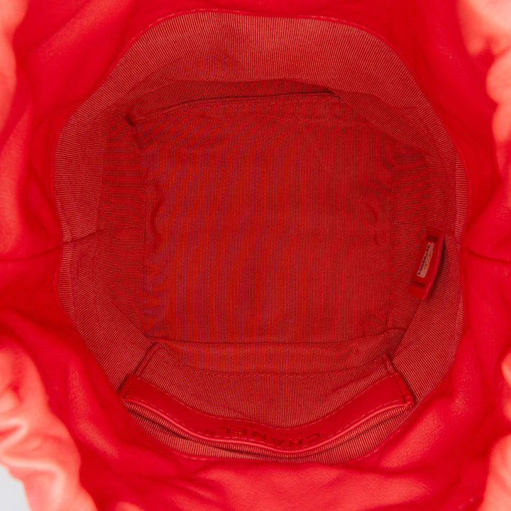 Lambskin CC Chain Frame Drawstring Bucket Bag Pink - Gaby Paris