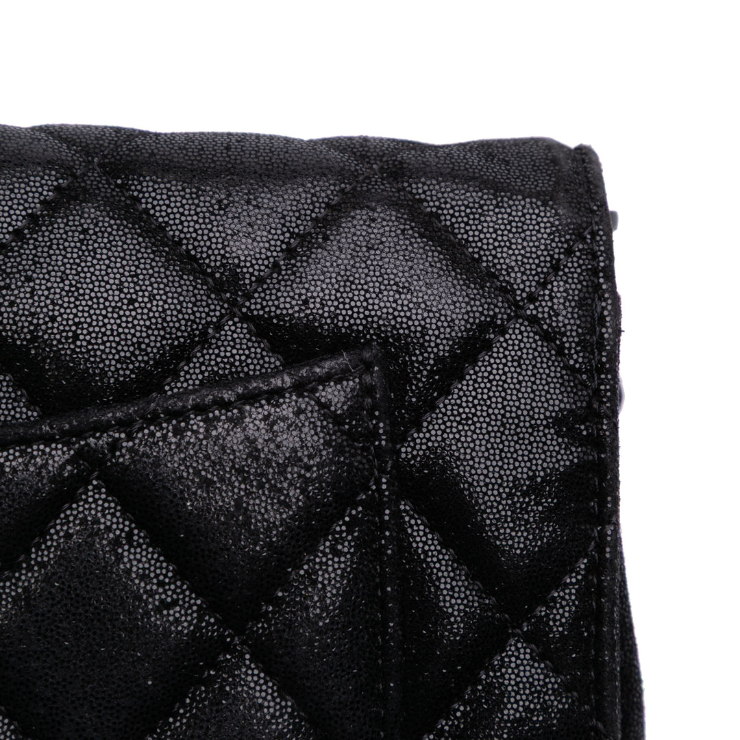 Sequined Goatskin CC Crystal Wallet On Chain Black - Gaby Paris