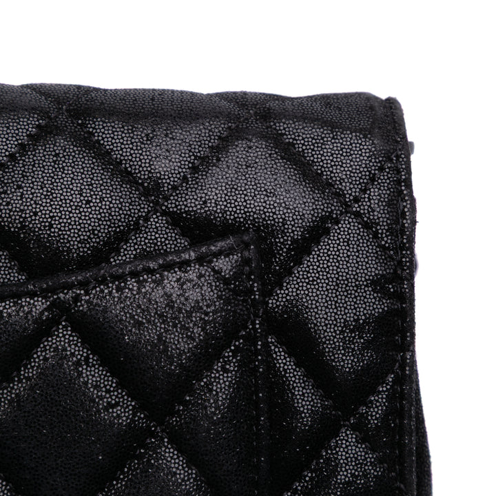 Sequined Goatskin CC Crystal Wallet On Chain Black - Gaby Paris