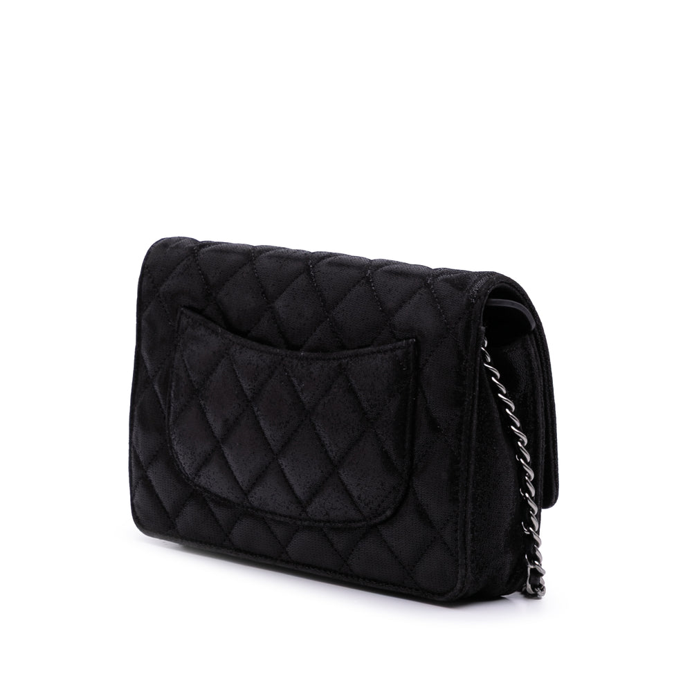 Sequined Goatskin CC Crystal Wallet On Chain Black - Gaby Paris