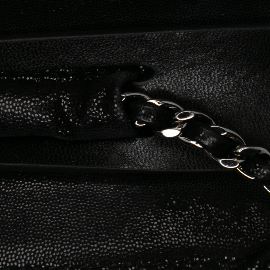 Sequined Goatskin CC Crystal Wallet On Chain Black - Gaby Paris