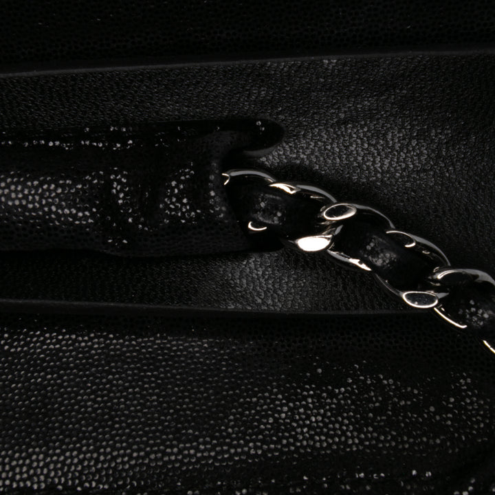 Sequined Goatskin CC Crystal Wallet On Chain Black - Gaby Paris
