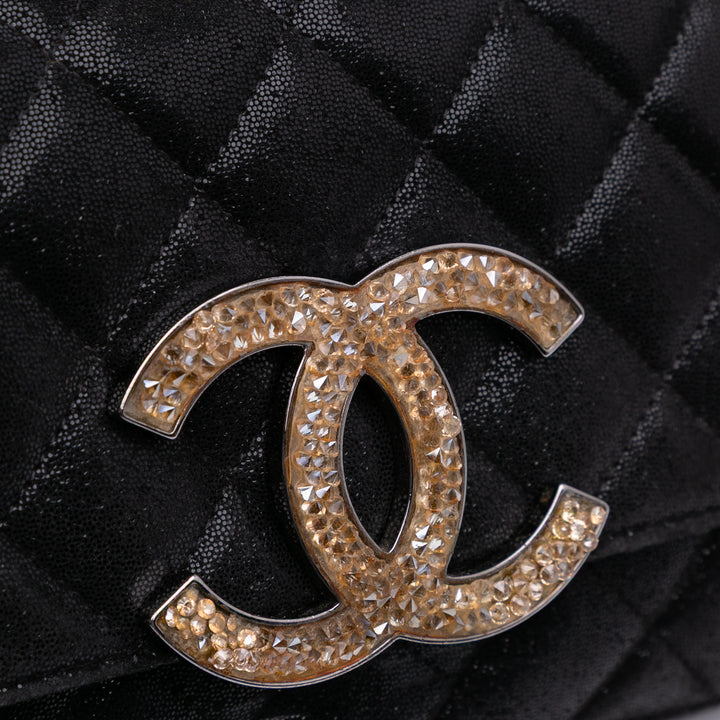 Sequined Goatskin CC Crystal Wallet On Chain Black - Gaby Paris
