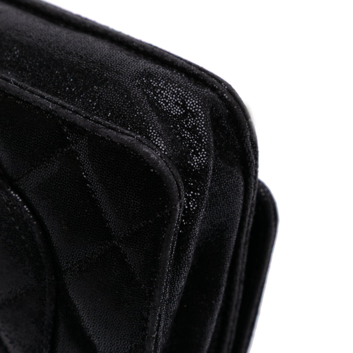 Sequined Goatskin CC Crystal Wallet On Chain Black - Gaby Paris