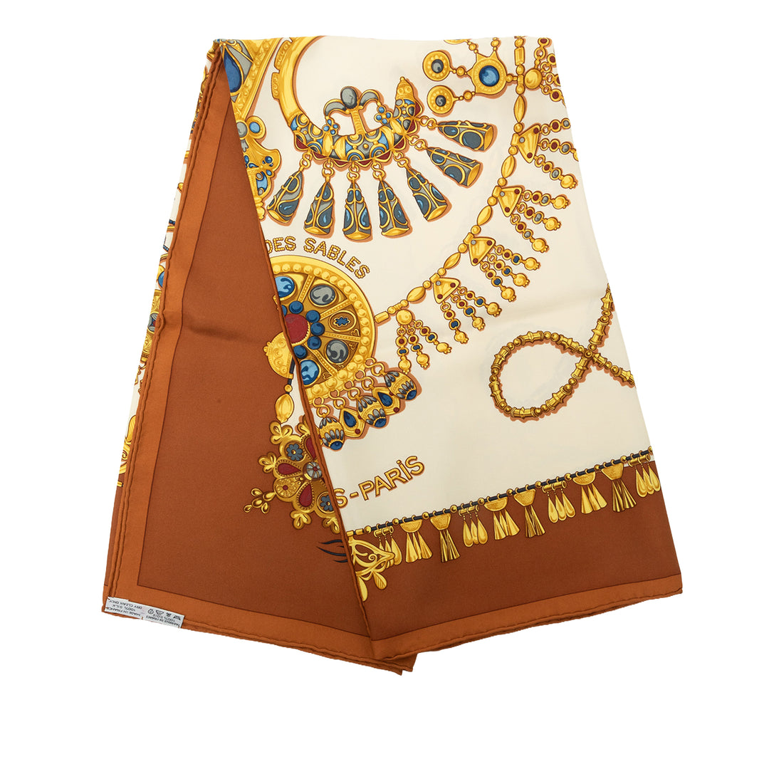Hermès Parures des Sables Foulard Marron – vue principale – GABY PARIS