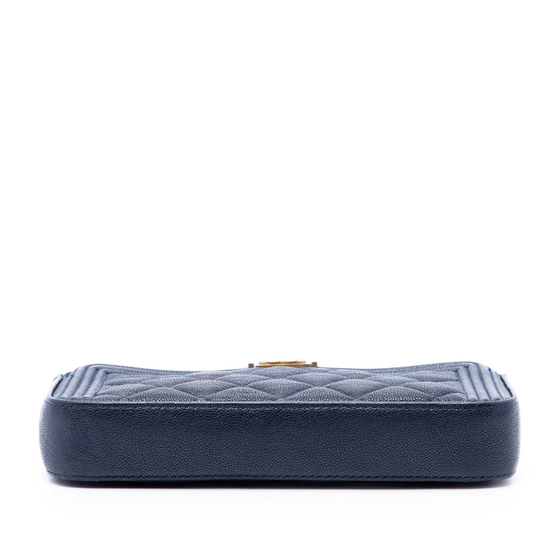 Matelassé Boy Double Zippé Wallet on Chain Cuir caviar Bleu