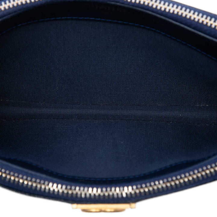 Matelassé Boy Double Zippé Wallet on Chain Cuir caviar Bleu