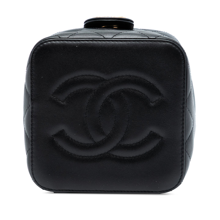 Chanel CC Matelassé Cuir de veau Vanity Étui avec chaîne