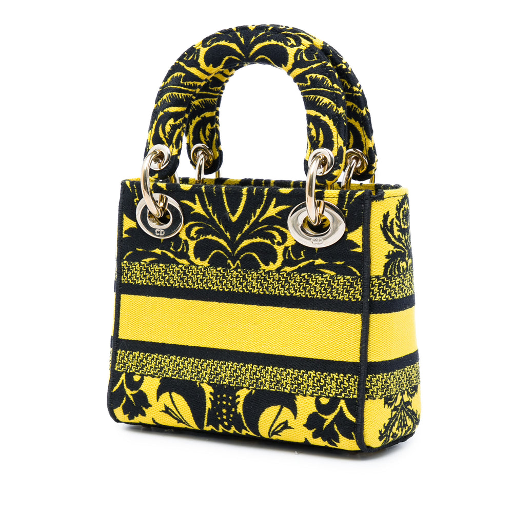 Dior Sac à main brodé Petites Fleurs Lady D-Lite Mini Jaune – vue 2 – GABY PARIS