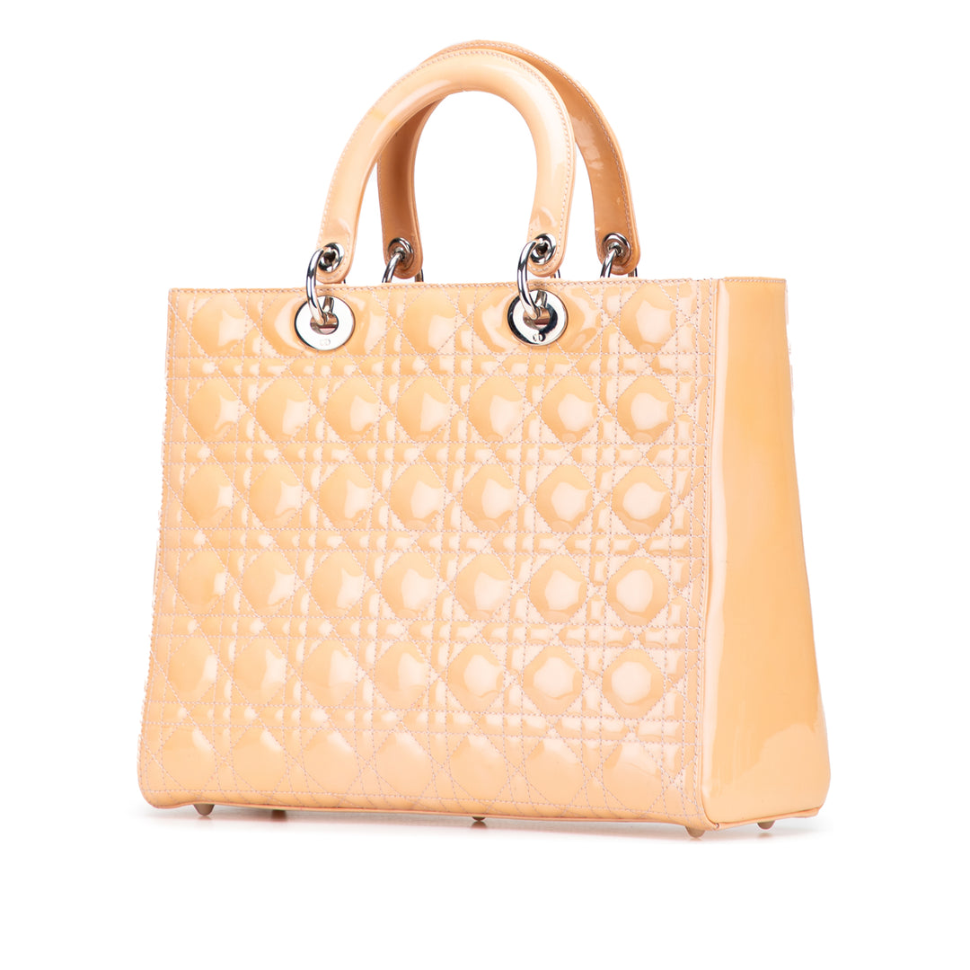 Dior Large Cuir verni Cannage Lady Dior
